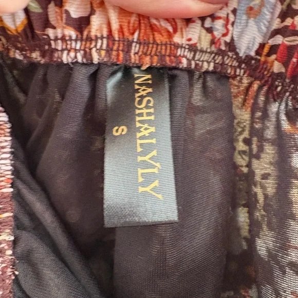 Brown Multicolour Floral Tiered Mini skort size S - Picture 4 of 4